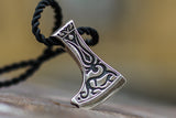 Perun's Axe Sterling Silver Pendant with Deer Ornament Reconstruction - Viking-Handmade