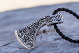 Perun's Axe Sterling Silver Pendant with Beautiful Ornament - Viking-Handmade