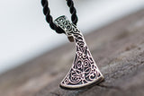 Perun's Axe Sterling Silver Necklace with Floral Ornament - Viking-Handmade