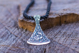 Viking Axe Small Sterling Silver Pendant with Ornament from Mammen Village