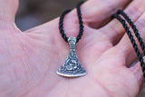 Viking Axe Small Sterling Silver Pendant with Ornament from Mammen Village - Viking-Handmade