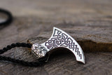 Viking Axe Sterling Silver Pendant with Beautiful Ornament - Viking-Handmade