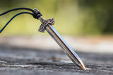 Scandinavian Sword Pendant with Ornament Sterling Silver