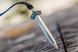 Scandinavian Sword Pendant with Ornament Sterling Silver - Viking-Handmade