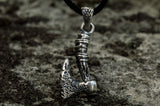 Viking Axe with Ornament Pendant Sterling Silver Norse Jewelry