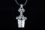 Norse Sword Pendant with Ornament Sterling Silver - Viking-Handmade
