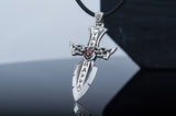 Norse Sword with Runes and Cubic Zirconia Pendant Sterling Silver - Viking-Handmade