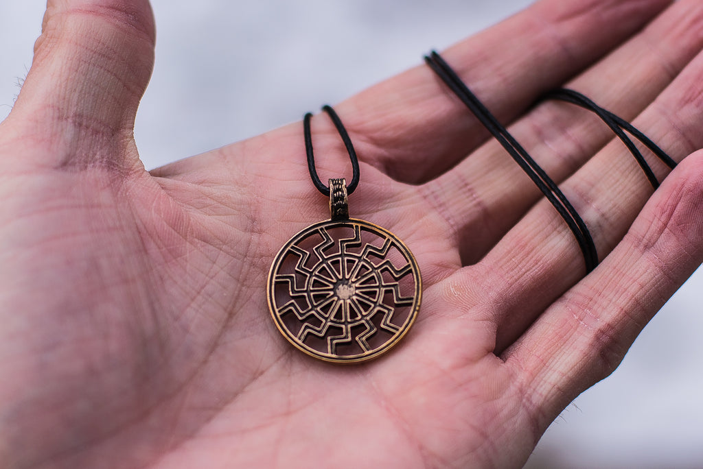 Black Sun or Schwarze Sonne Symbol Bronze Pendant - Viking-Handmade
