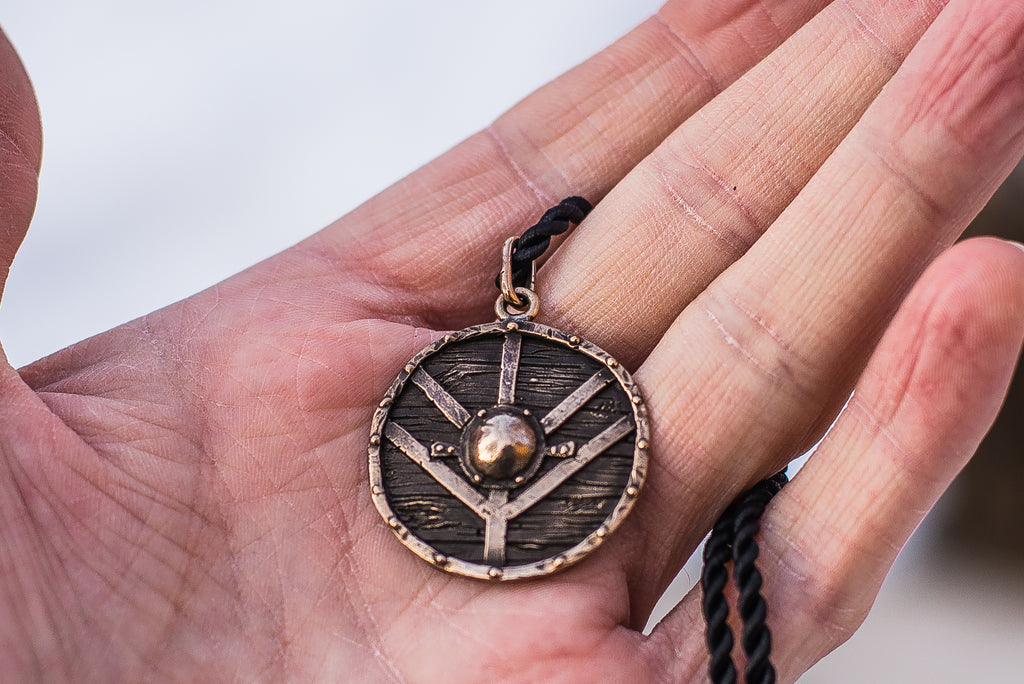 Lagertha's Shield Pendant Unique Bronze Viking Necklace - Viking-Handmade