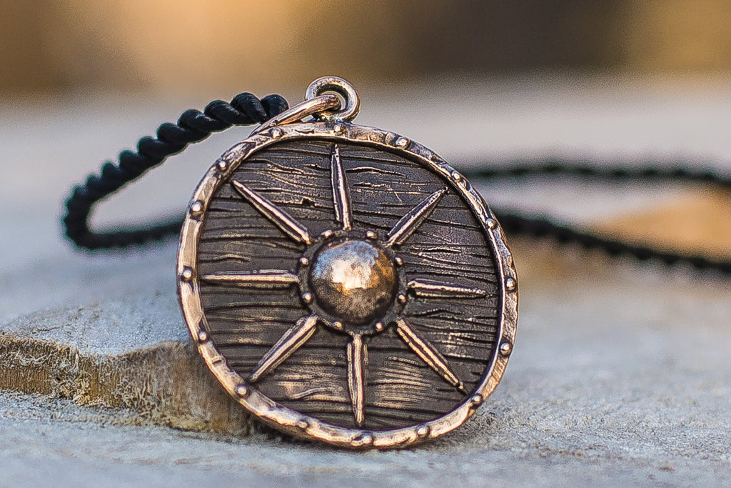 Vikings Shield Pendant Unique Bronze Viking Necklace - Viking-Handmade