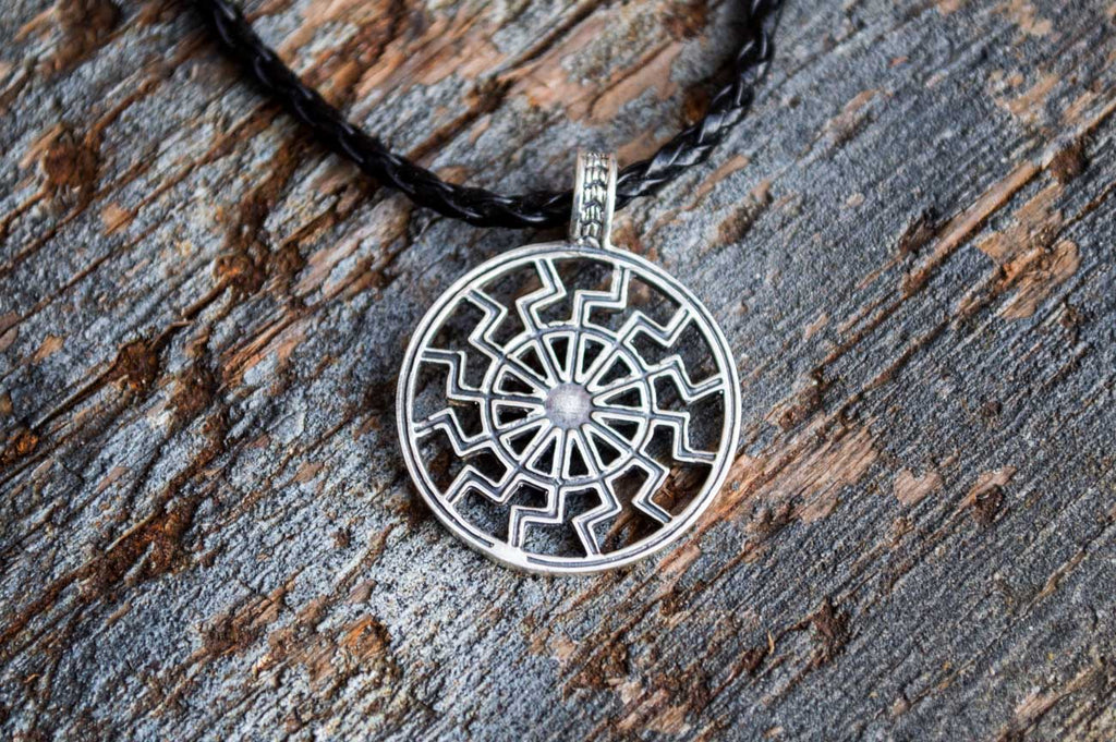 Black Sun or Schwarze Sonne Symbol Sterling Silver Pendant - Viking-Handmade