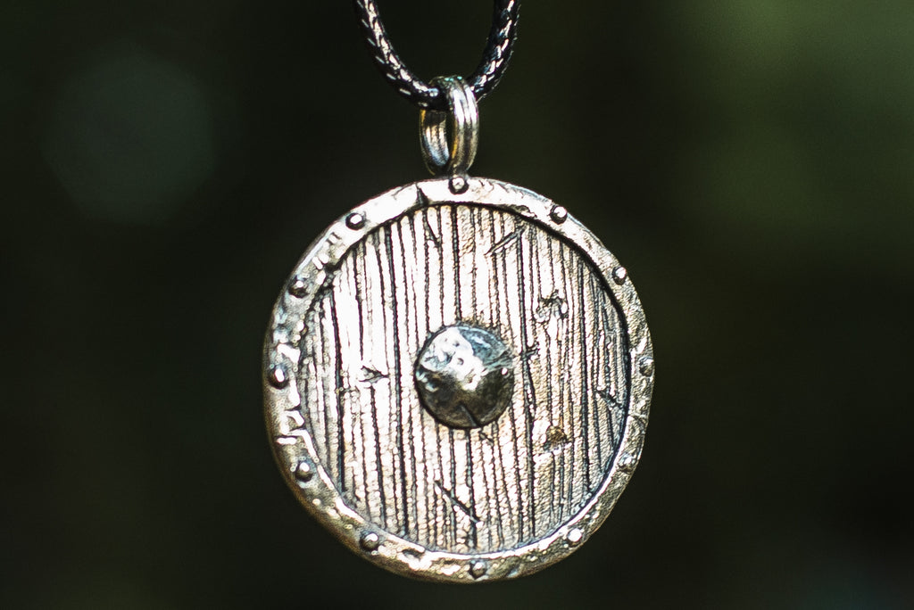 Old Viking Shield Sterling Silver Pendant - Viking-Handmade