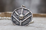 Lagertha's Shield Pendant Unique Sterling Silver Viking Necklace - Viking-Handmade