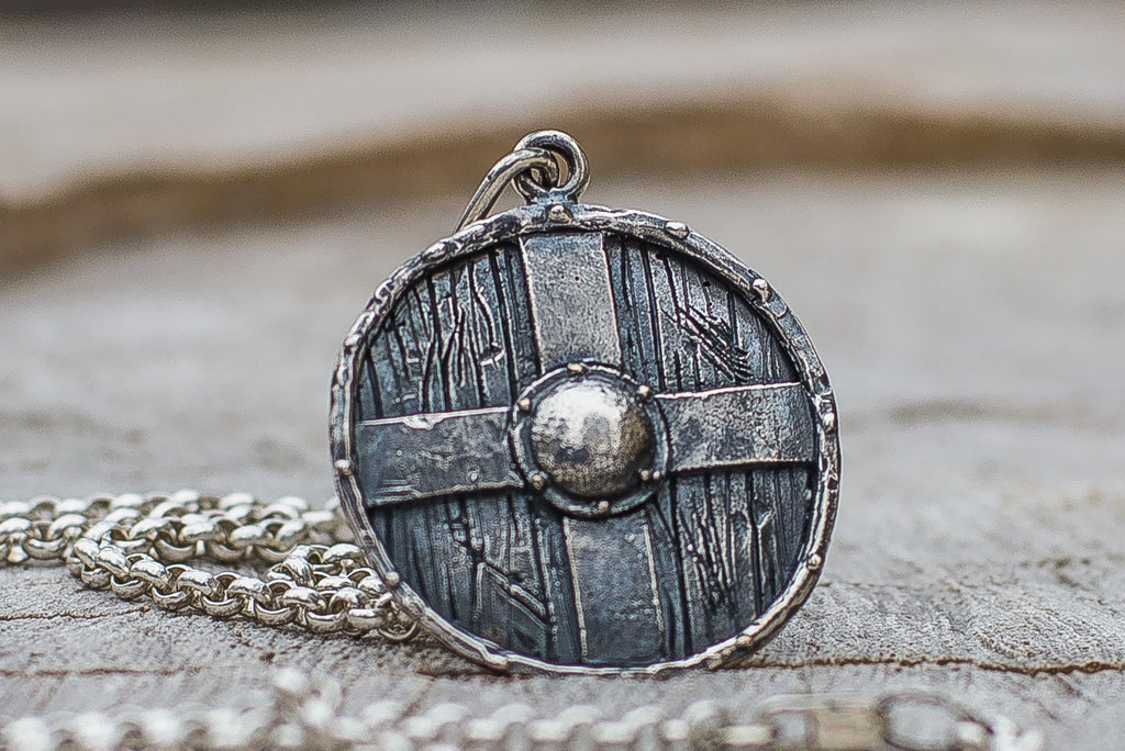 Rollo's Shield Pendant Unique Sterling Silver Viking Necklace - Viking-Handmade