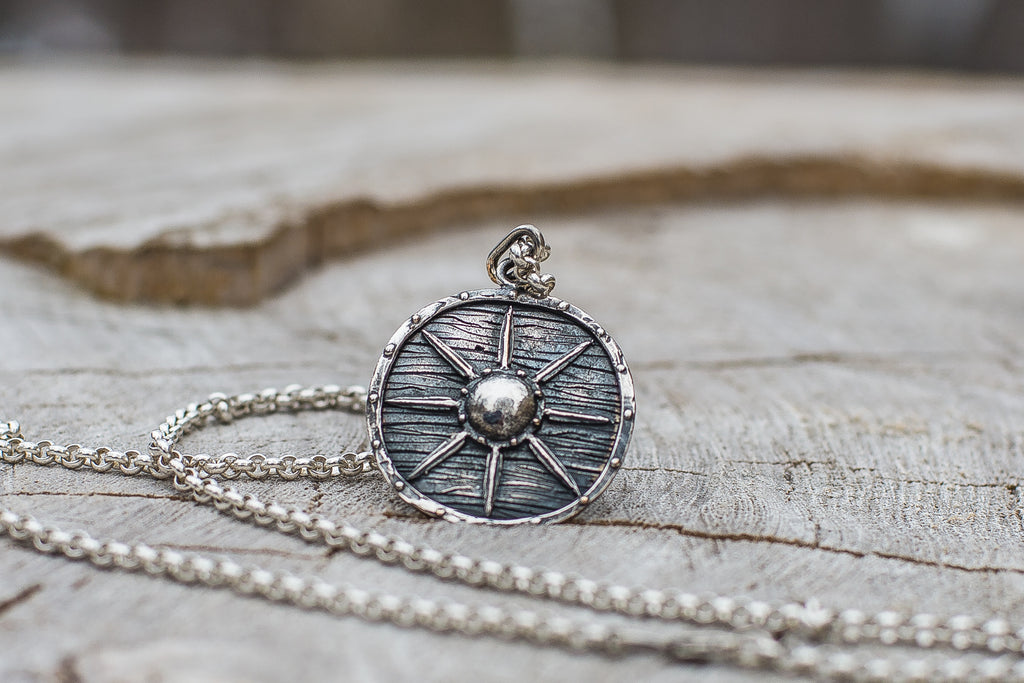 Vikings Shield Pendant Unique Sterling Silver Viking Necklace - Viking-Handmade