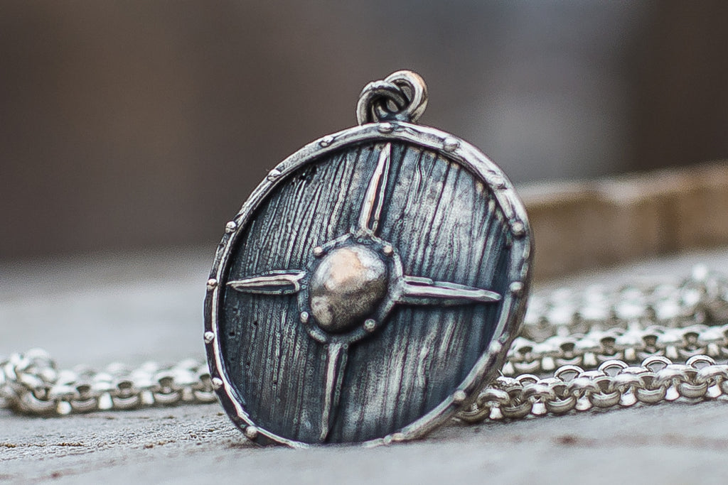 Vikings Shield Necklace Unique Sterling Silver Viking Pendant - Viking-Handmade