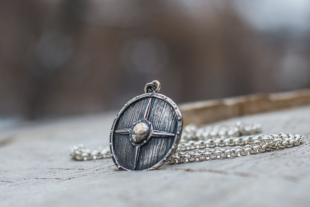 Vikings Shield Necklace Unique Sterling Silver Viking Pendant - Viking-Handmade