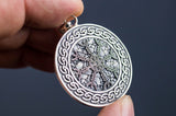 Helm of Awe Symbol with Viking Ornament Pendant Sterling Silver Pagan Jewelry - Viking-Handmade
