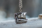 Viking Ship Pendant Sterling Silver Handmade Jewelry - Viking-Handmade