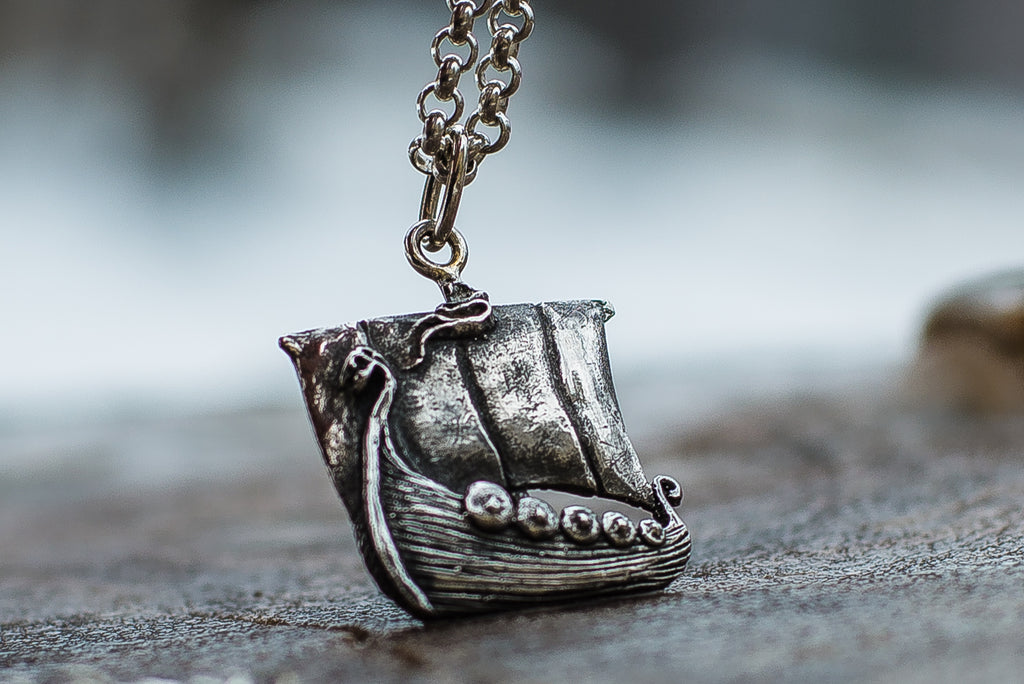 Viking Ship Pendant Sterling Silver Handmade Jewelry - Viking-Handmade
