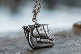 Viking Ship Pendant Sterling Silver Handmade Jewelry