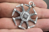 Kolovrat Pendant with Pagan Ornament Sterling Silver Slavic Jewelry - Viking-Handmade