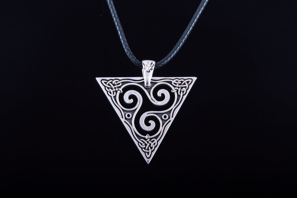 Unique Pendant with Triskel Spiral Sterling Silver Celtic Jewelry - Viking-Handmade