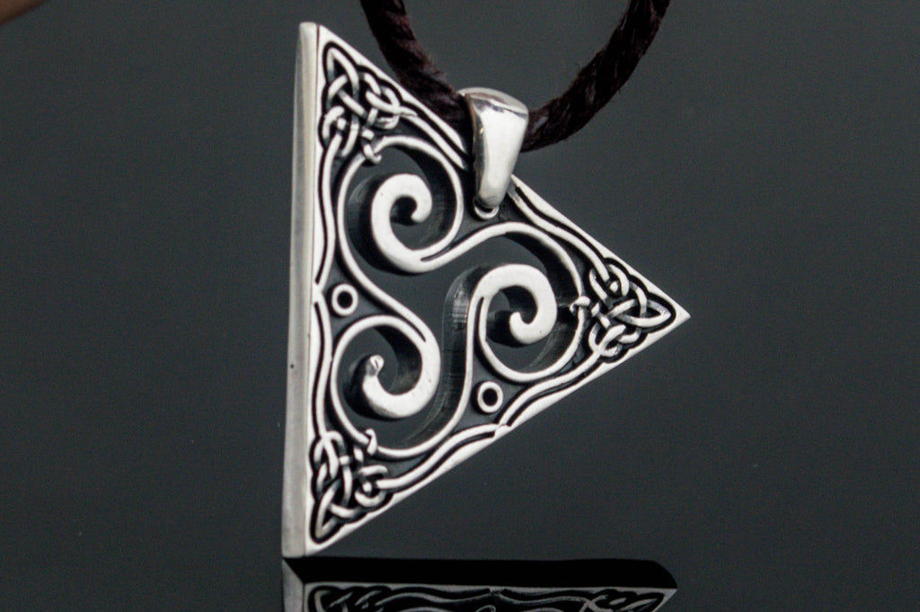 Unique Pendant with Triskel Spiral Sterling Silver Celtic Jewelry - Viking-Handmade