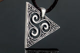 Unique Pendant with Triskel Spiral Sterling Silver Celtic Jewelry