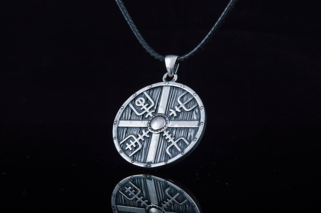 Lagertha's Shield Pendant Handmade Sterling Silver Viking Necklace - Viking-Handmade