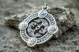 Odin Raven Pendant with Norse Symbols Sterling Silver Viking Jewelry