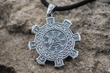 Valknut Symbol with Viking Ornament Pendant Sterling Silver Unique Jewelry