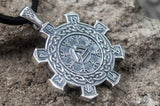 Valknut Symbol with Viking Ornament Pendant Sterling Silver Unique Jewelry - Viking-Handmade