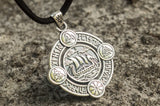 Drakkar Pendant with Norse Symbols Sterling Silver Viking Jewelry - Viking-Handmade