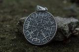 Vegvisir Symbol Pendant Sterling Silver Norse Jewelry - Viking-Handmade
