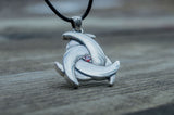 Odin Horn with Red Cubic Zirconia Pendant Sterling Silver - Viking-Handmade