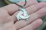 Odin Horn with Red Cubic Zirconia Pendant Sterling Silver - Viking-Handmade