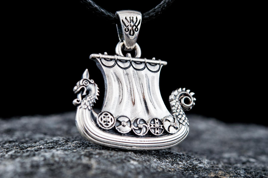 Norse Drakkar Pendant Sterling SIlver Viking Jewelry - Viking-Handmade