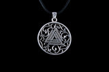 Norse Pendant with Valknut Symbol Sterling Silver - Viking-Handmade