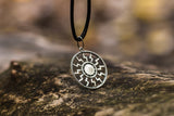 Black Sun Symbol Pendant Sterling Silver Viking Jewelry - Viking-Handmade