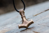 Thor's Hammer Pendant Bronze Mjolnir from Mammen Village - Viking-Handmade