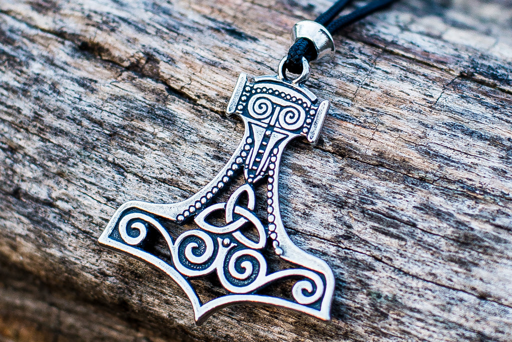 УДАЛИТЬ Copy of Thor's Hammer Pendant Sterling Silver Mjolnir With Ornament - Viking-Handmade