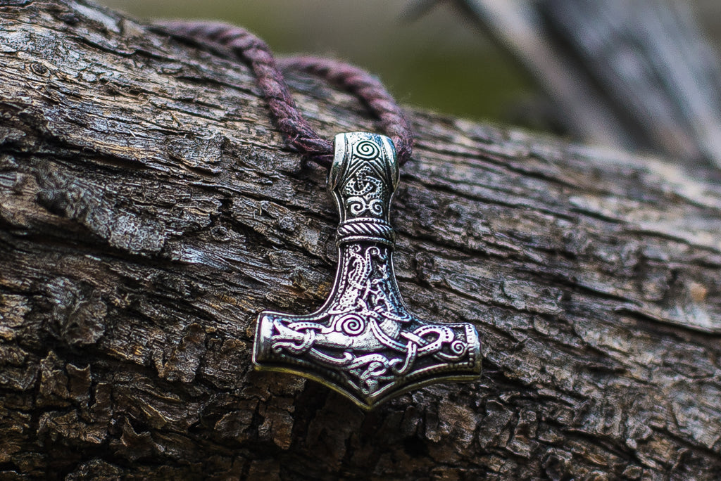 Thor's Hammer Pendant Sterling Silver Mjolnir from Mammen Village - Viking-Handmade