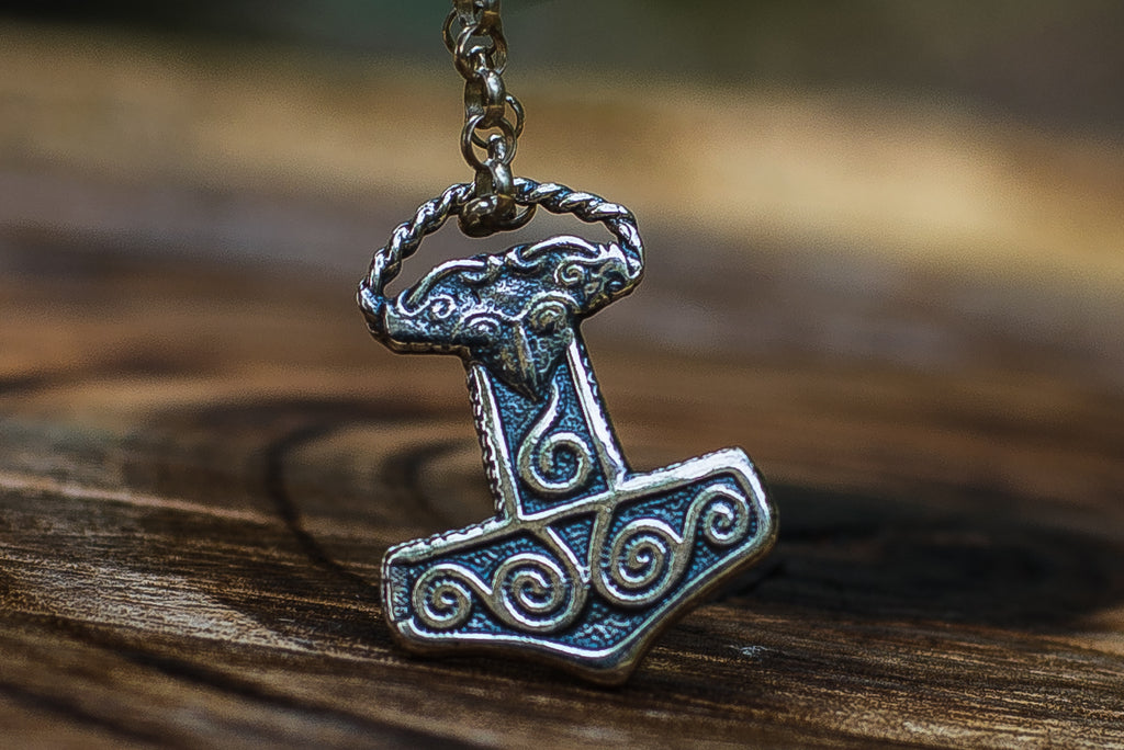 Small Thor's Hammer Pendant Sterling Silver Mjolnir Scania Island - Viking-Handmade