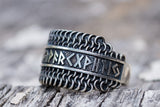 Hauberk Viking Ring with Elder Futhark Runes - Viking-Handmade