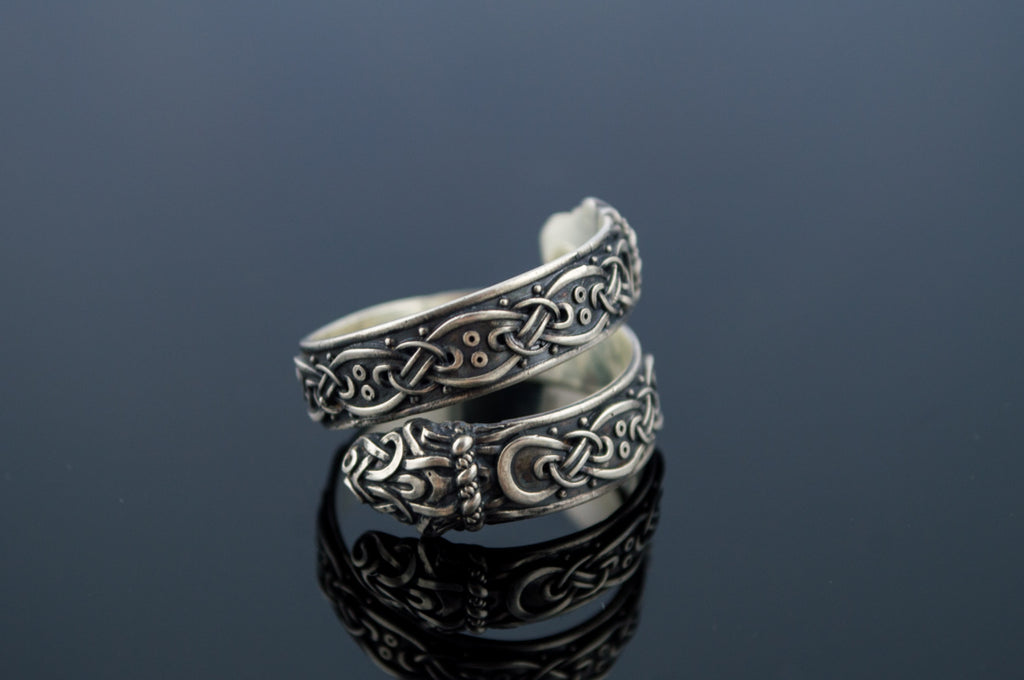 Ouroboros Ring with Viking Ornament - Viking-Handmade