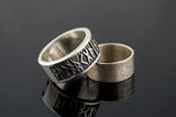 Elder Futhark Runes Ring with Wide Rim - Viking-Handmade