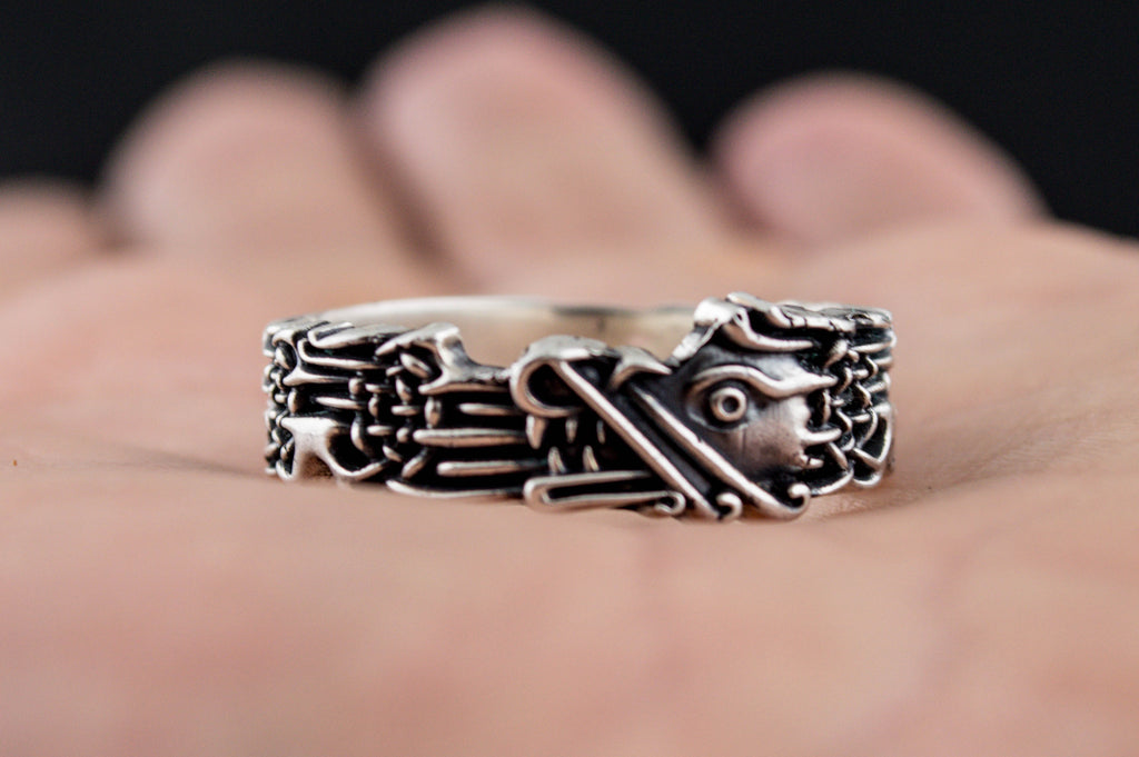 Fenrir Ring Handcrafted Sterling Silver - Viking-Handmade