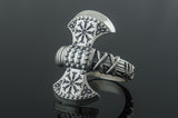 Axe Ring with Helm of Awe Symbol - Viking-Handmade
