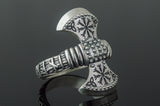 Axe Ring with Helm of Awe Symbol - Viking-Handmade